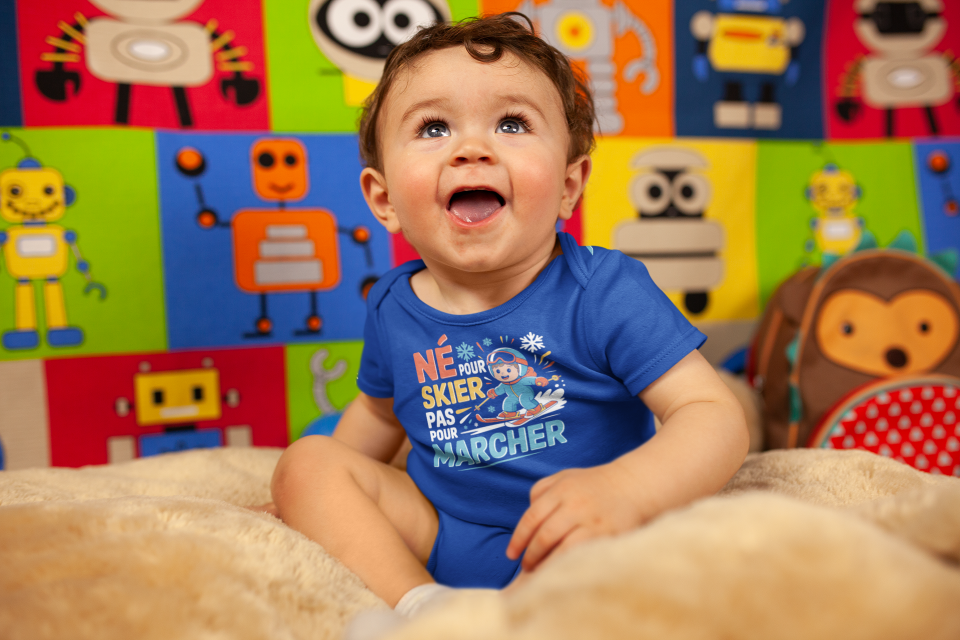 Body en jersey "Né pour skier, pas pour marcher"