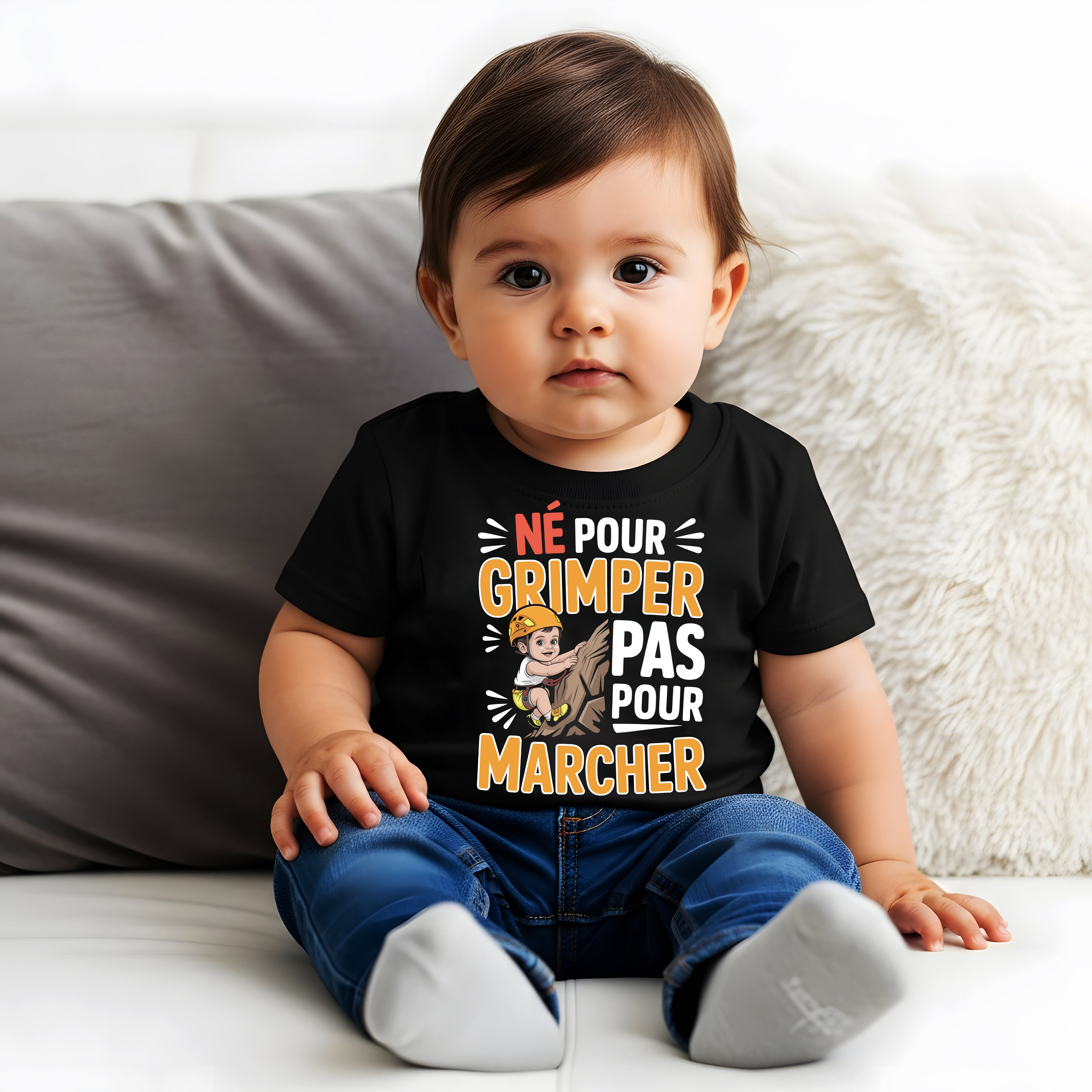 T-shirt en jersey bébé "Né pour grimper, pas pour marcher"