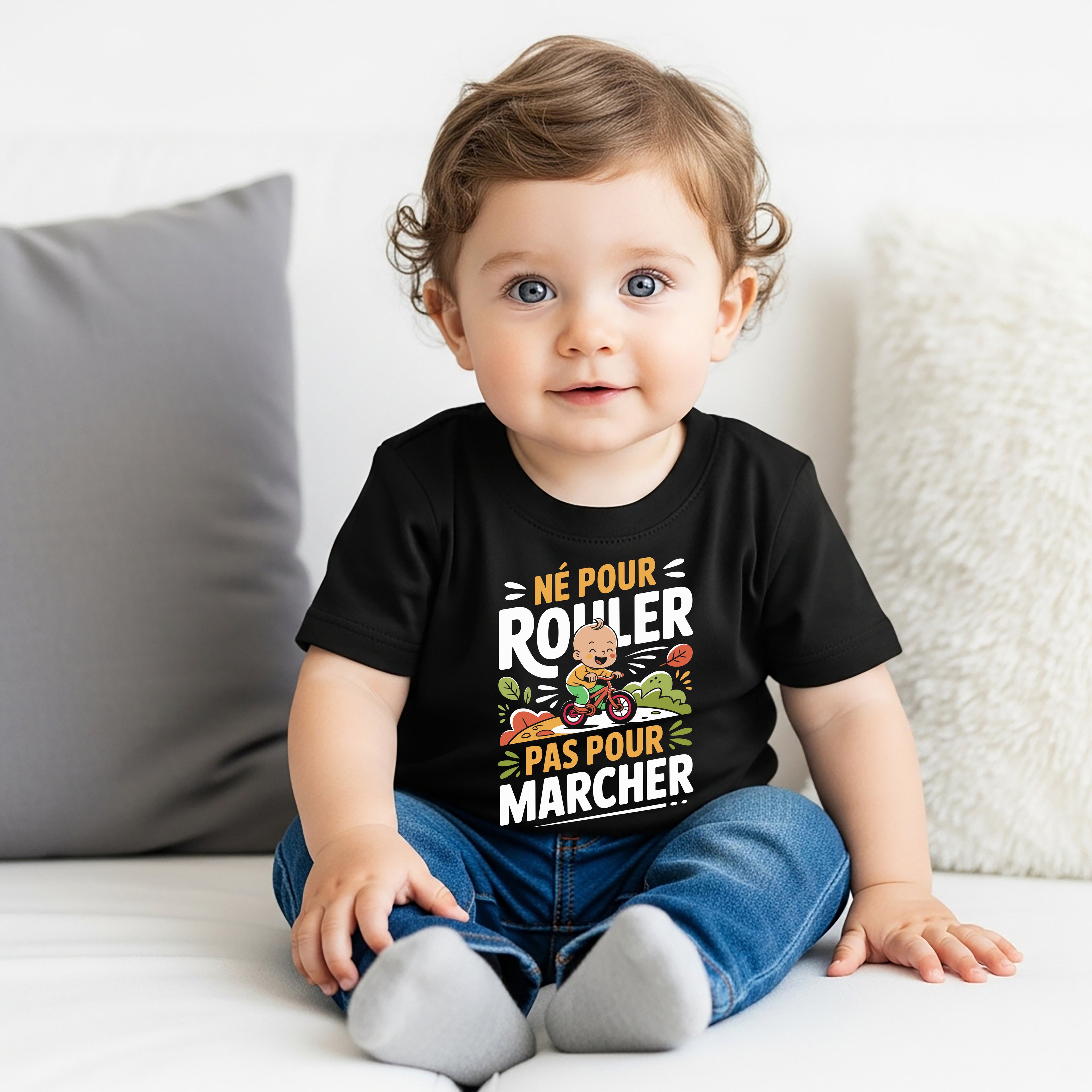 T-shirt en jersey bébé "Né pour rouler, pas pour marcher"