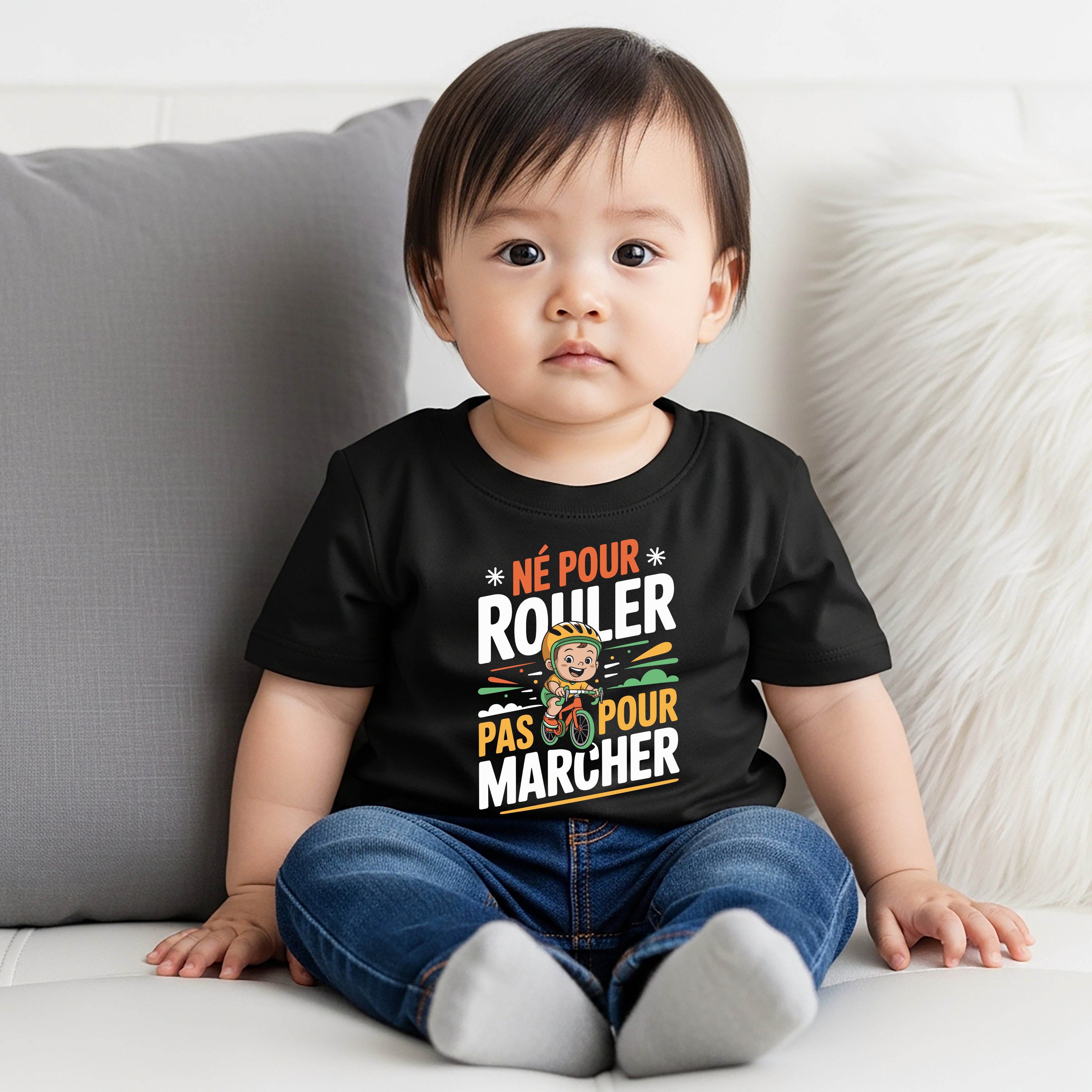 T-shirt en jersey bébé "Né pour rouler, pas pour marcher"